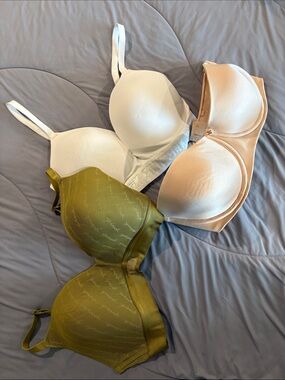 PINK Smooth T-Shirt Bras in Olive and White & SavageX Nude Strapless Bra